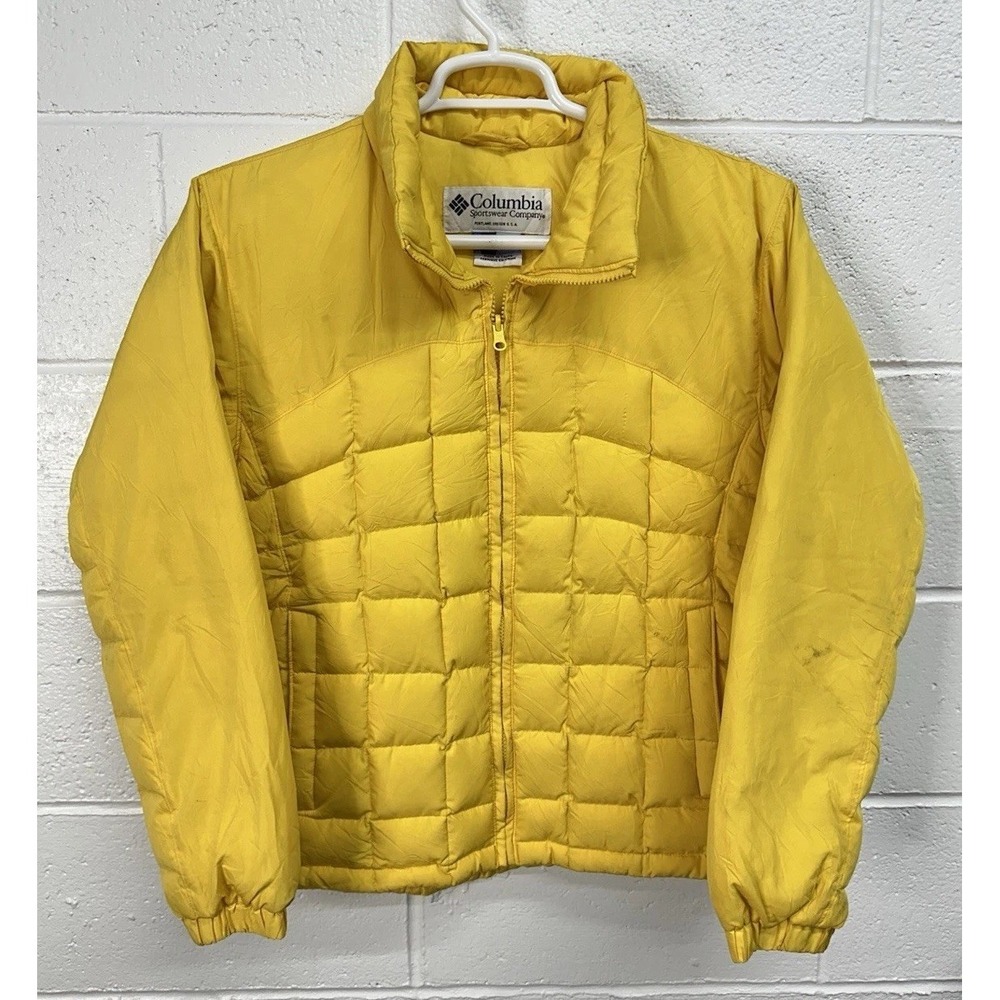 Columbia Puffer Jacket Yellow Vintage Box Baffle / Women's Large
